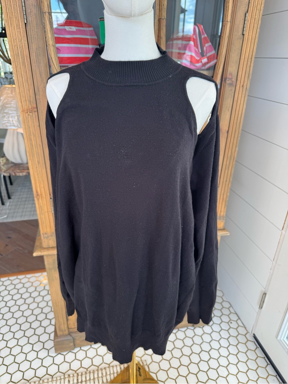 Women’s Black Cold-Shoulder Sweater - Off-the-Shoulder Knit